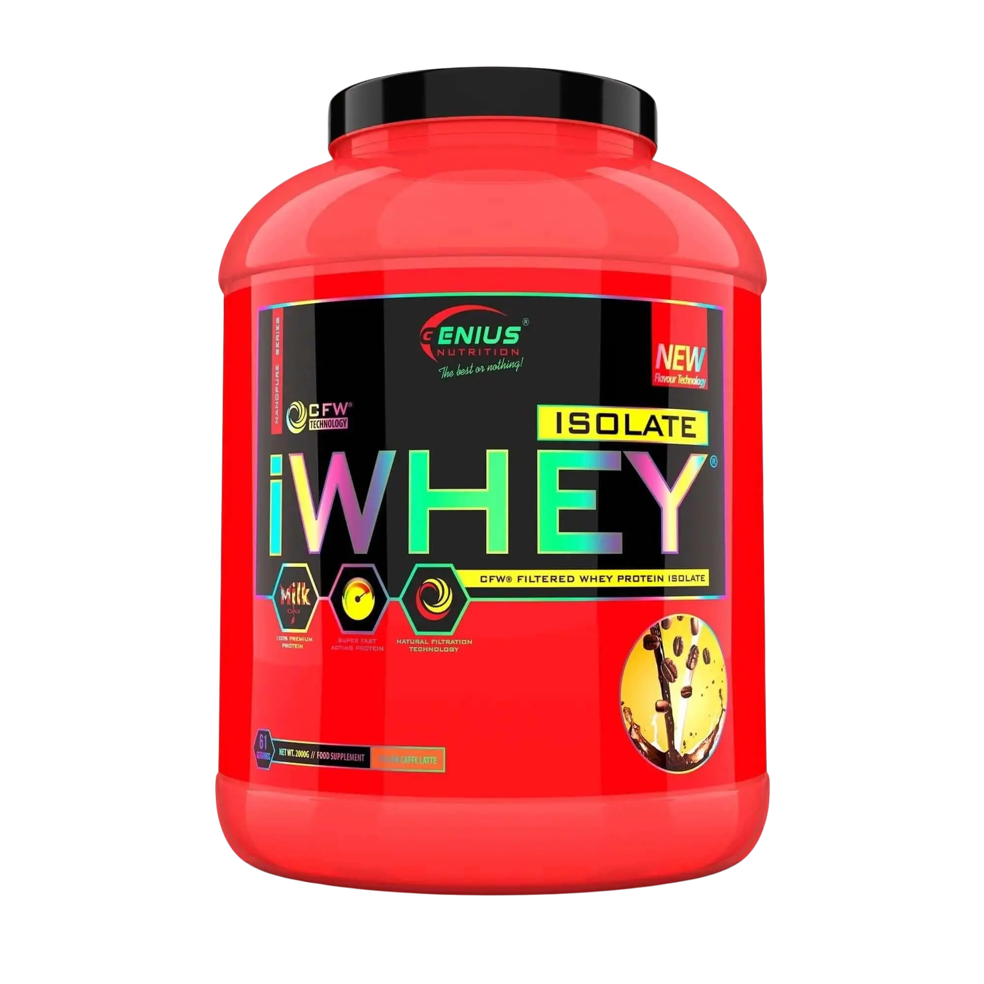 whey iwhey isolate protein Café Latte Italien 2000g genius nutrition